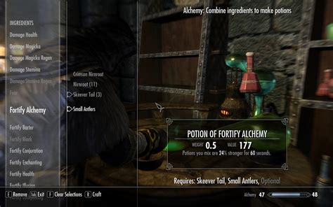 Screenshot by <b>GameSkinny</b>. . Potion fortify alchemy